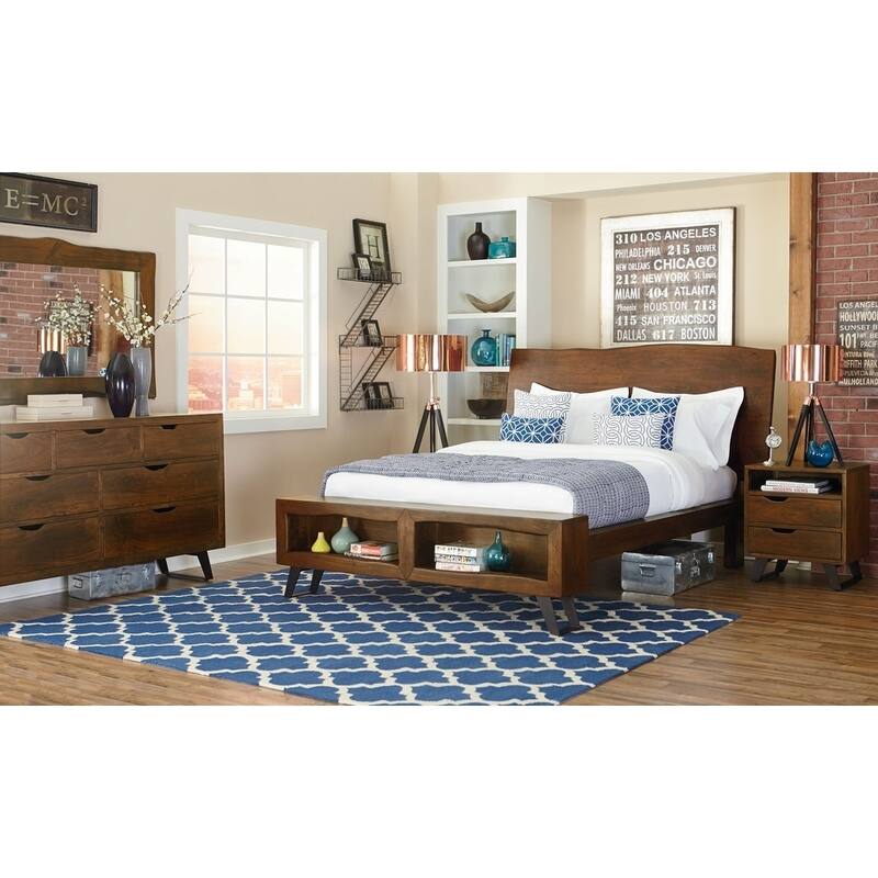 Nottingham Acacia Wood King Bed in Walnut Finish