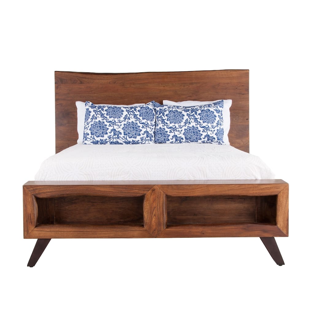 Nottingham Acacia Wood Queen Bed in Walnut Finish