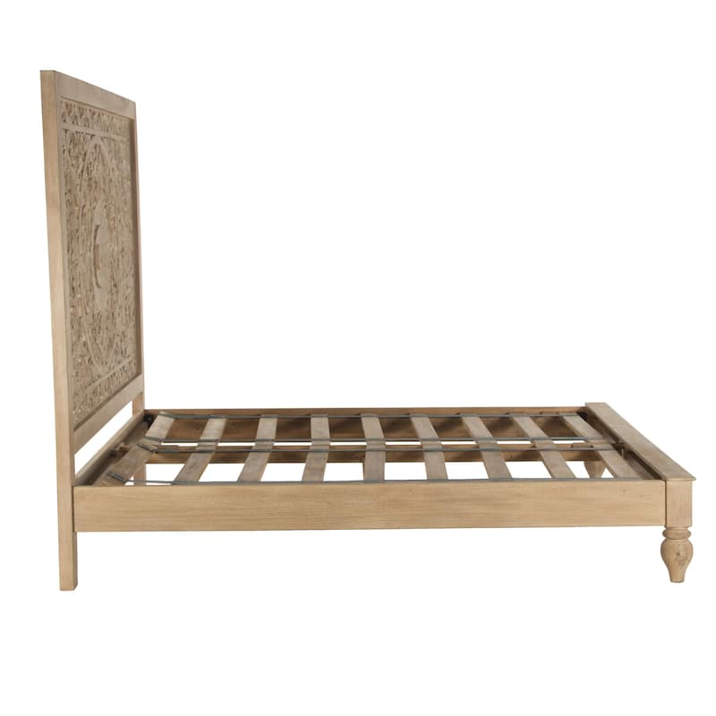 Haveli Whitewash Mango Wood Queen Bed