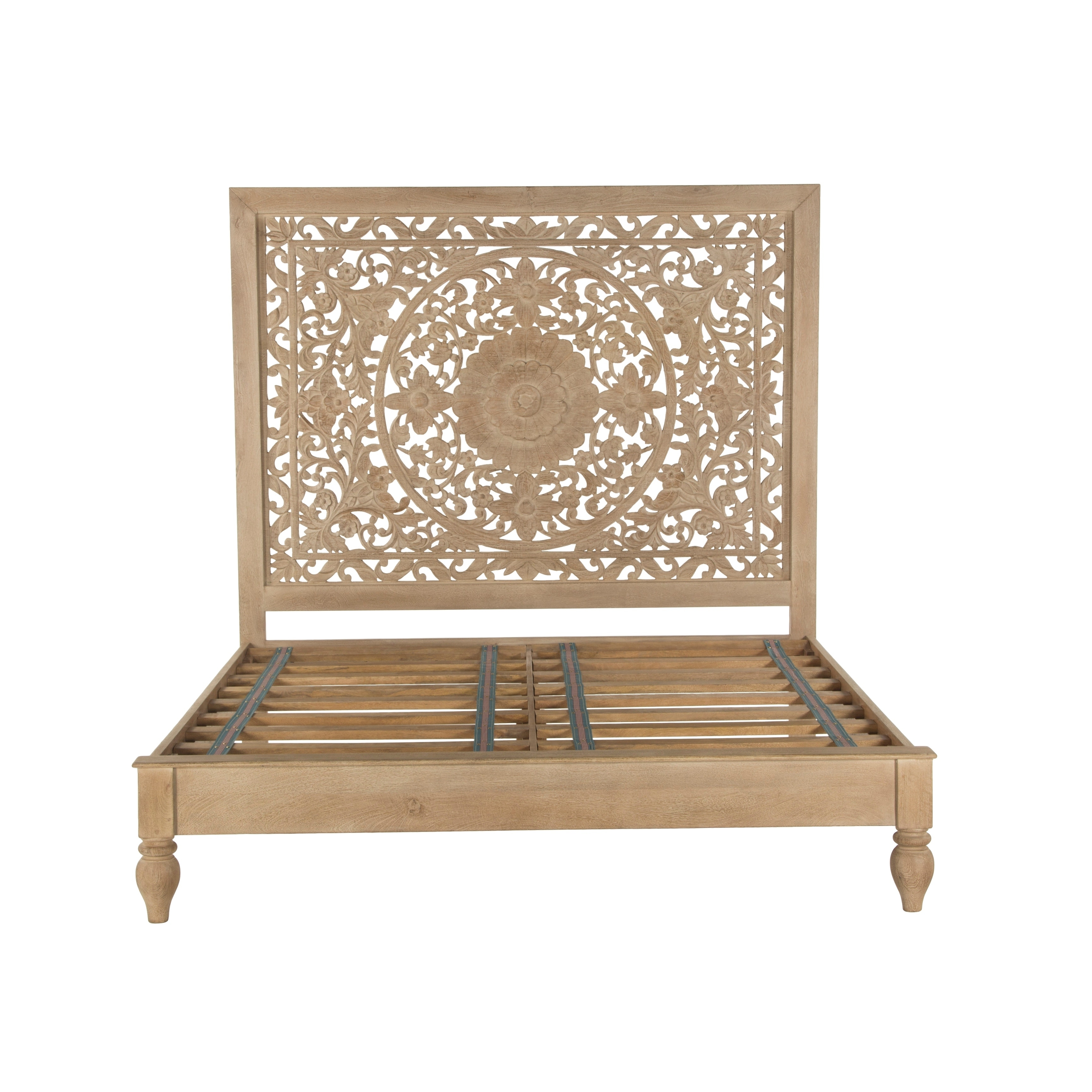 Haveli Whitewash Mango Wood Queen Bed