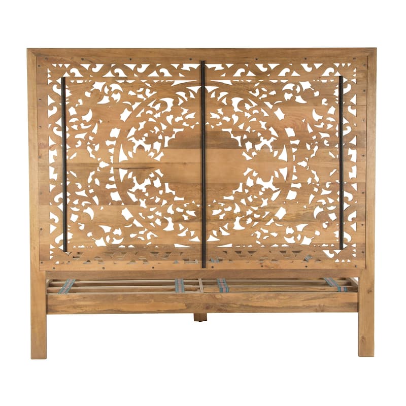 Haveli Whitewash Mango Wood Queen Bed