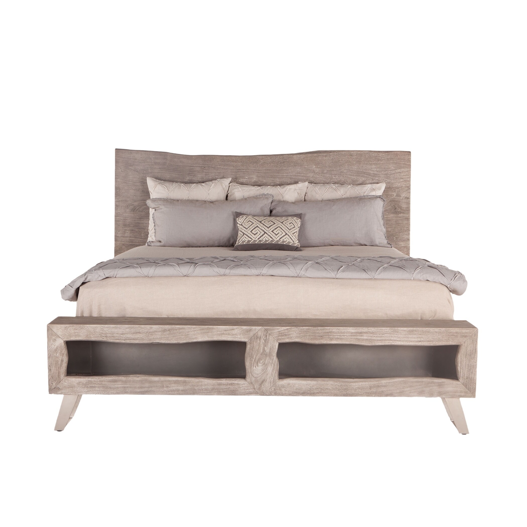 Nottingham Weathered Gray Acacia Wood Queen Bed