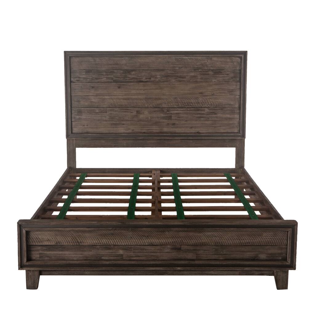 Beachwood Weathered Graywash Acacia Wood Queen Bed