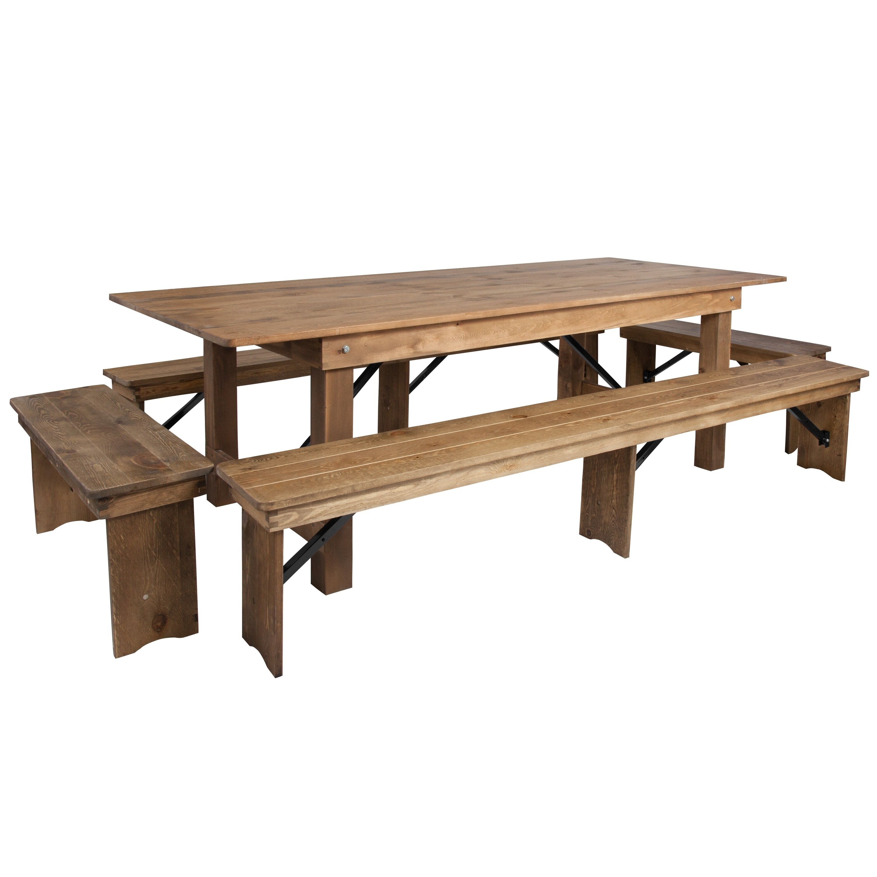 Shop 5 Piece Set 8 X 40 Antique Rustic Folding Farm Table And