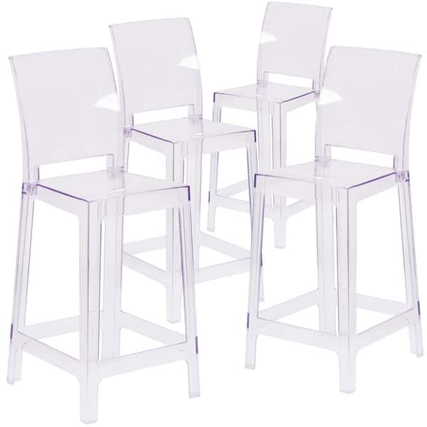 Shop 4pk Counter Stool With Square Back In Transparent Crystal