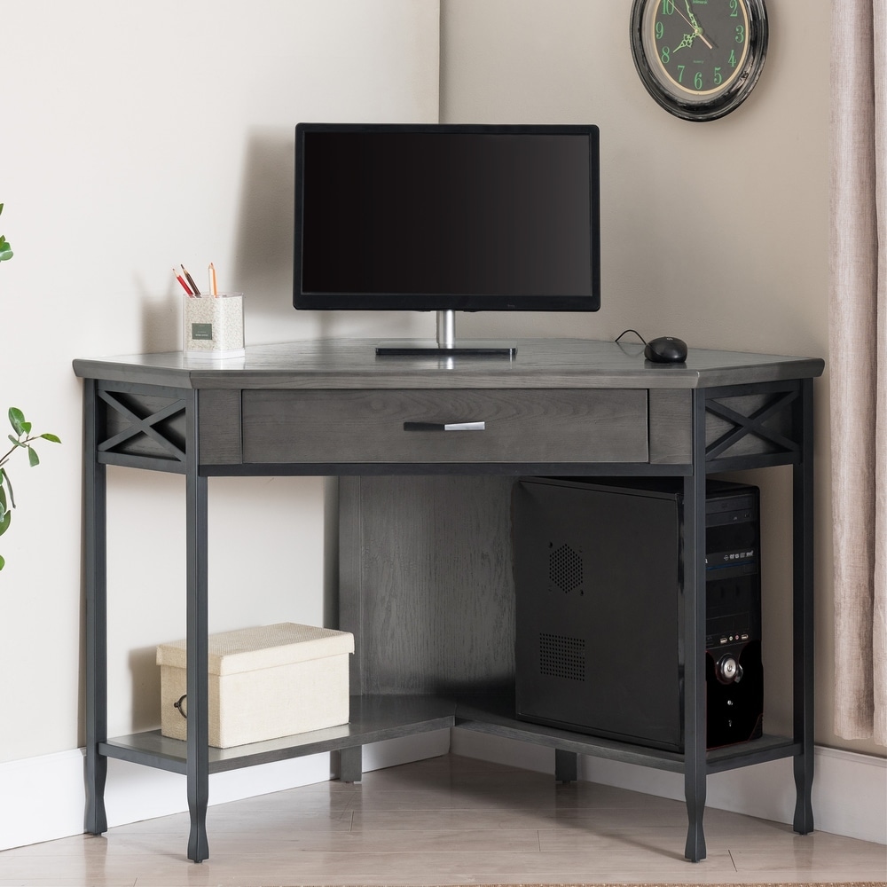 Overstock Grey Metal 1-drawer Corner Computer/Writing Desk