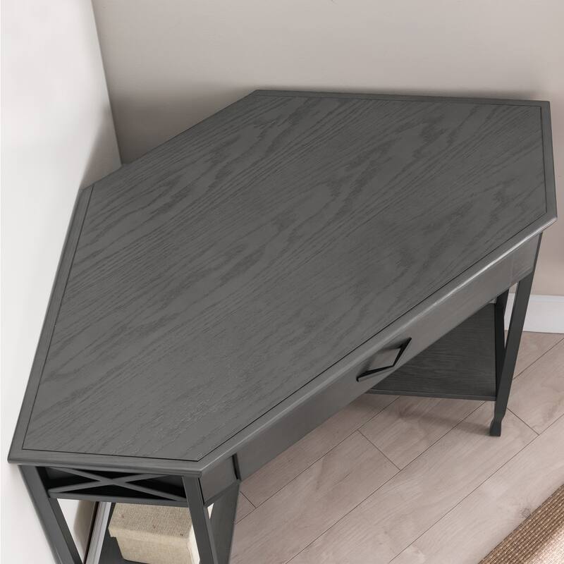 Grey Corner 1 Drawer Metal Computer/Writing Desk
