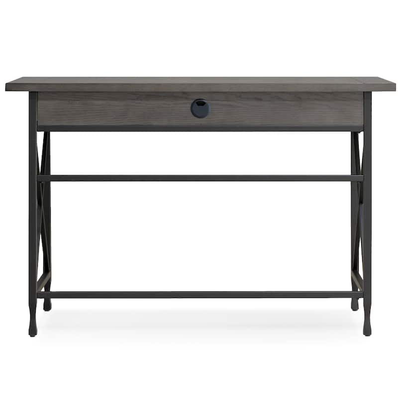 Grey 1 Drawer Metal and Wood Writing/Computer Desk