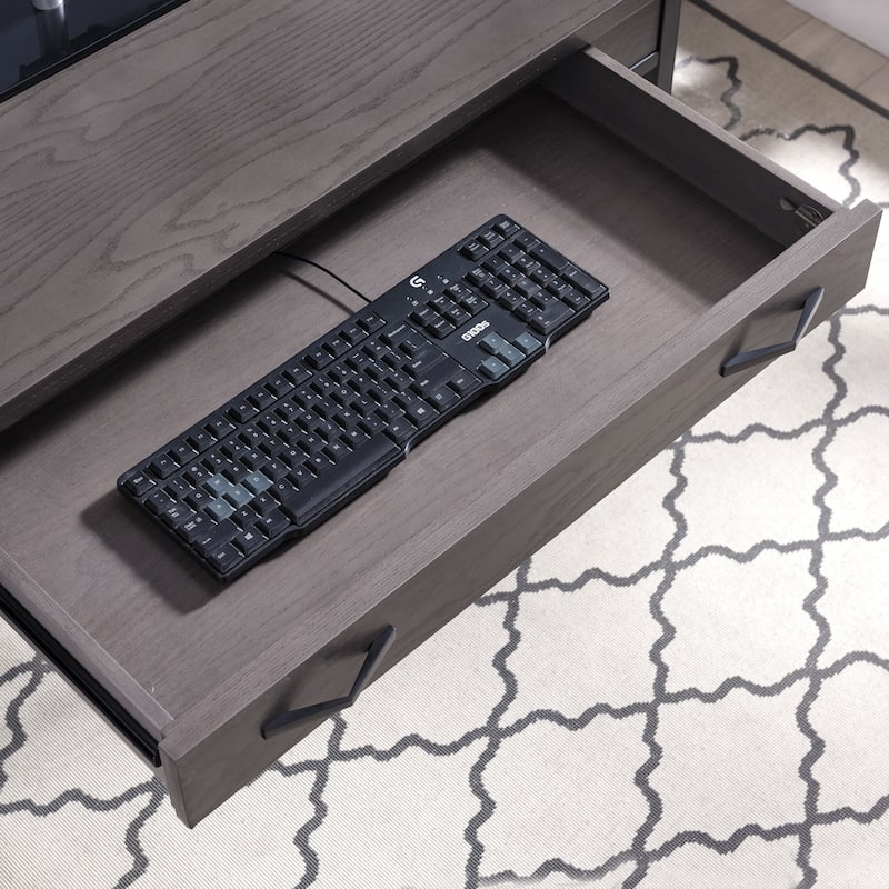Grey 1 Drawer Metal and Wood Writing/Computer Desk