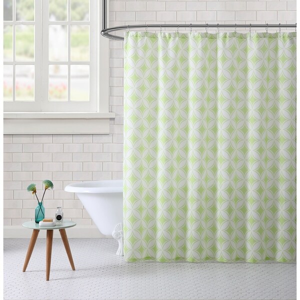 Bath Echo Design Sterling Cotton Printed Shower Curtain Deep Green