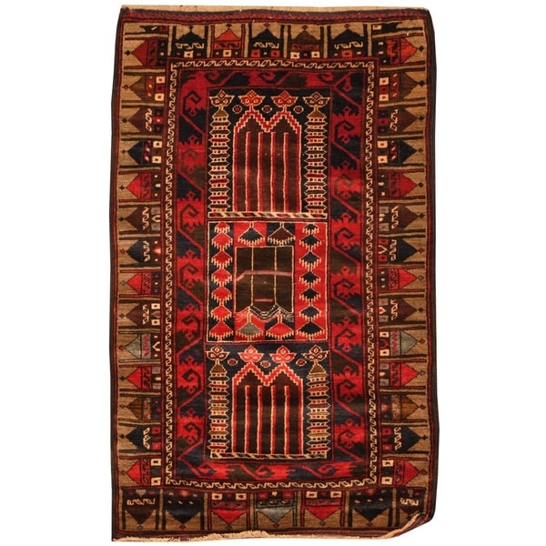 Handmade One-of-a-Kind Balouchi Wool Rug (Afghanistan) - 2'6 x 4'5