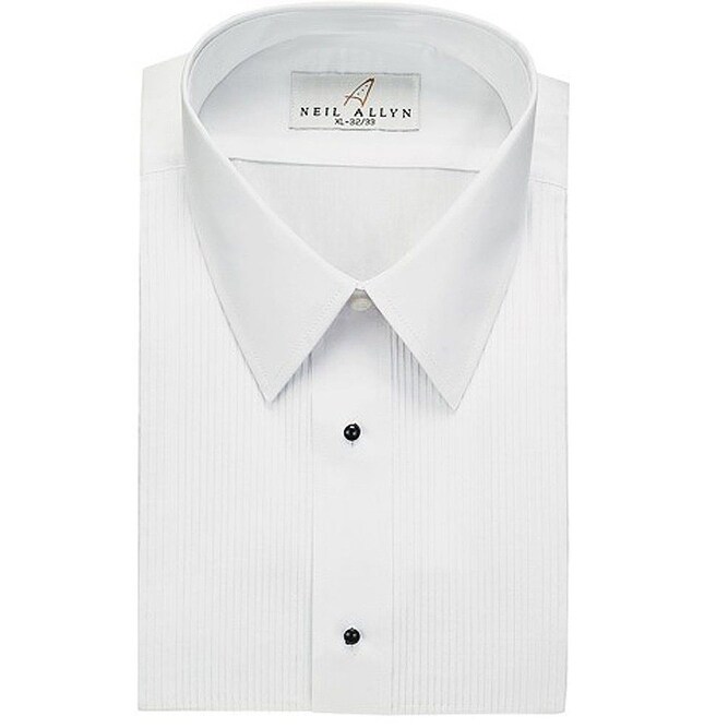 Neil Allyn Mens SLIM FIT Lay-Down Collar 1//4 Pleats Tuxedo Shirt