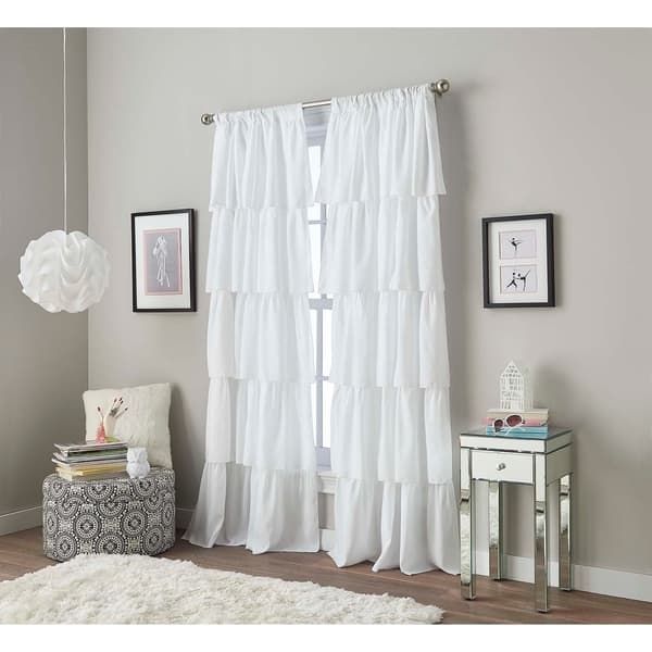 Sapphire Home 2 Pannelli Tendaggi A Cascata In Voile 84" (200 Cm) - Effetto Arricciato Verticale, Nero - 2