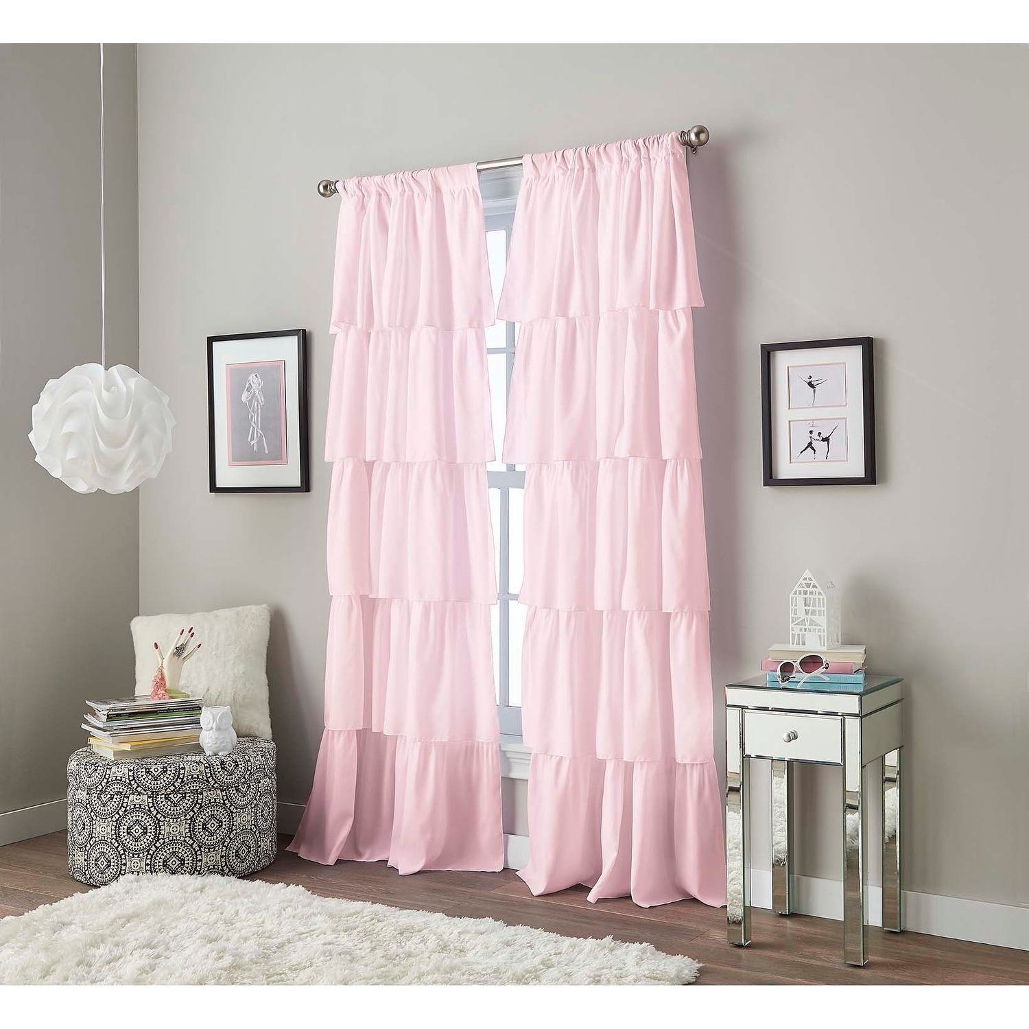 SOFT MULTILAYERS VOILE SHEER FABRIC WINDOW CURTAIN RUFFLE PANEL 1PC GYPSY PINK 