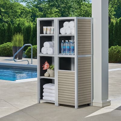 Oxford Garden Travira 4-piece Modular Valet Receptacle and Shelves Bases with Hutch Set - Tekwood Vintage