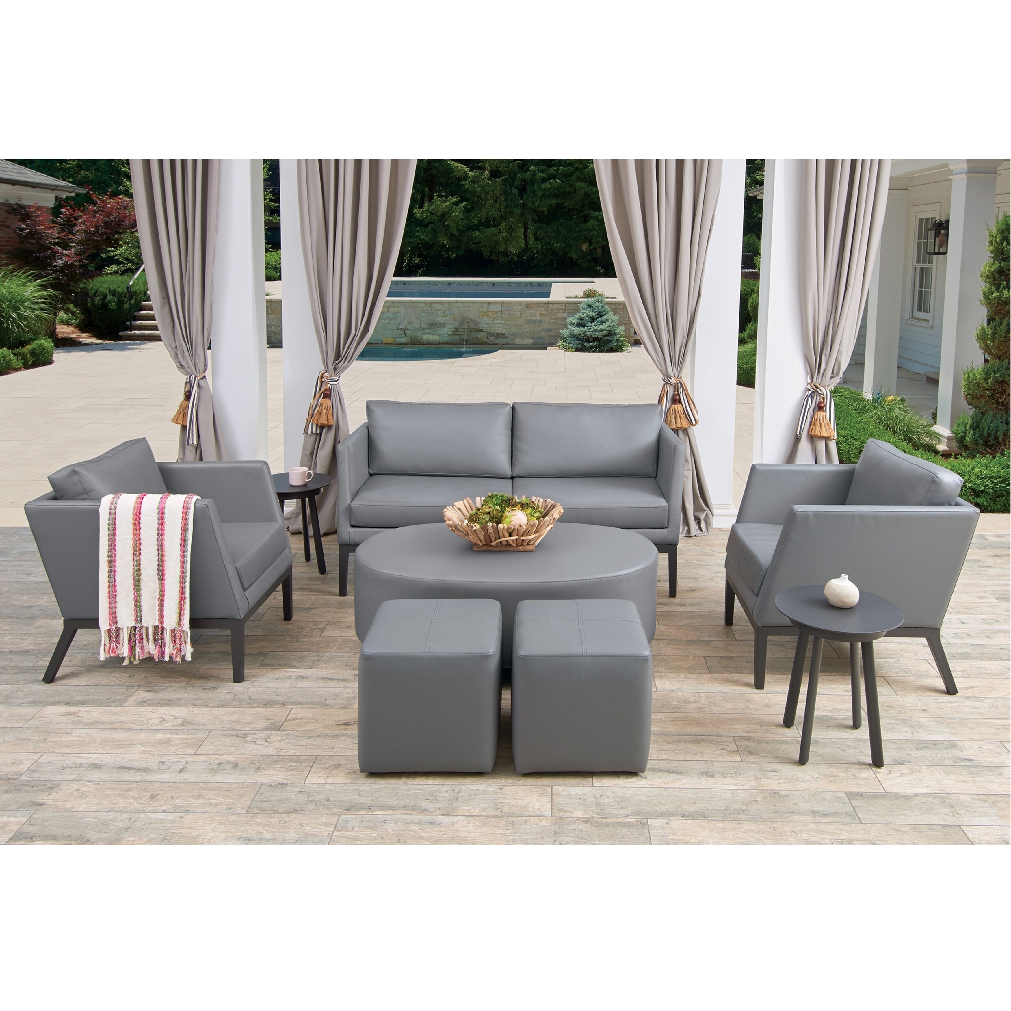 Oxford Garden Salino Nickel Nauticau Synthetic Leather Sofa Cushions 27089905 Nauticau Synthetic Leather Sofa