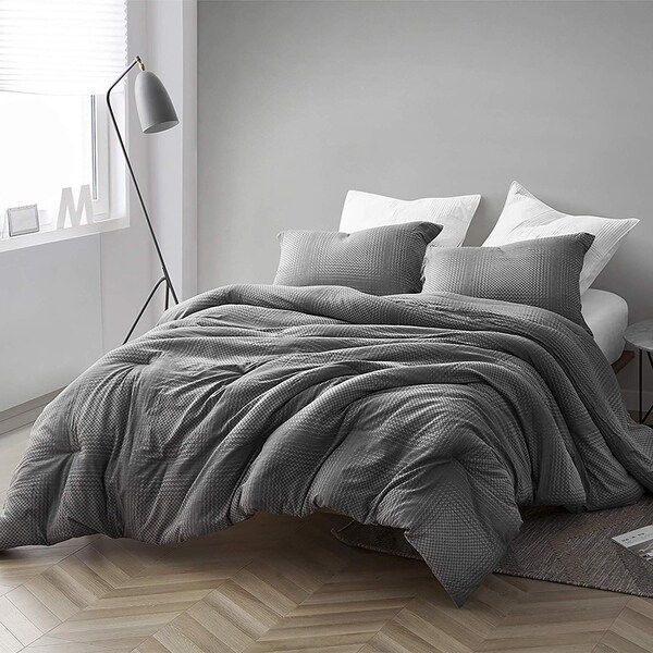 Gray Depths - Oversized Comforter - 100% Yarn Dyed Cotton Bedding ...
