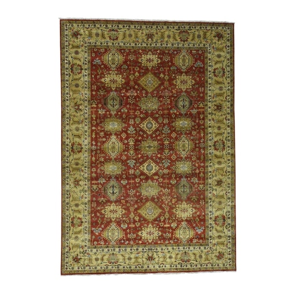 Shahbanu Rugs Hand-Knotted 100 Percent Wool Karajeh Oriental Rug (9'10" x 14'1") - 9'10" x 14'1"