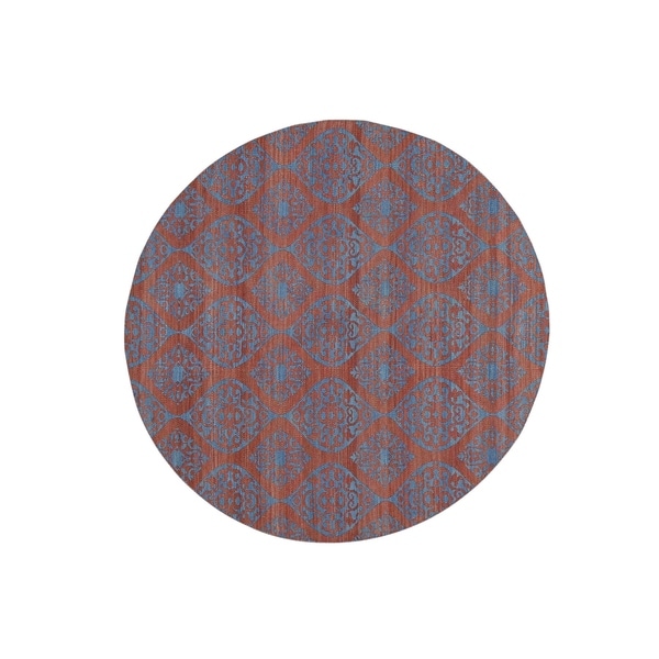 Shahbanu Rugs Reversible Flat Weave Round Hand Woven Durie Kilim (9'10" x 9'10") - 9'10" x 9'10"