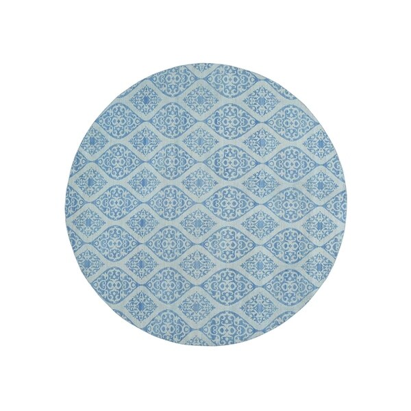 Shahbanu Rugs Hand-Woven Flat Weave Reversible Kilim Round Oriental Rug (7'10" x 8'0") - 7'10" x 8'0"