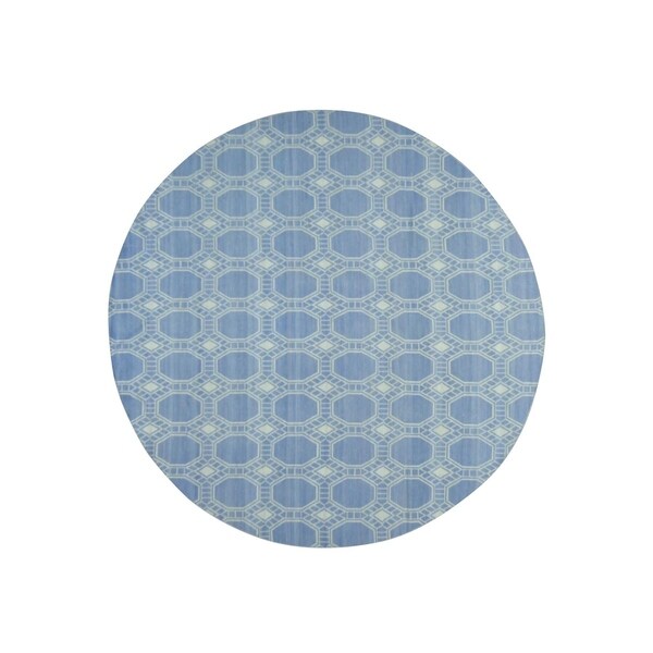 Shahbanu Rugs Hand-Woven Flat Weave Reversible Durie Kilim Round Oriental Rug (9'8" x 9'9") - 9'8" x 9'9"
