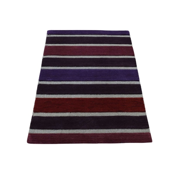 Shahbanu Rugs Hand-Loomed Gabbeh Striped Raised Oriental Rug (2'0" x 3'0") - 2'0" x 3'0"
