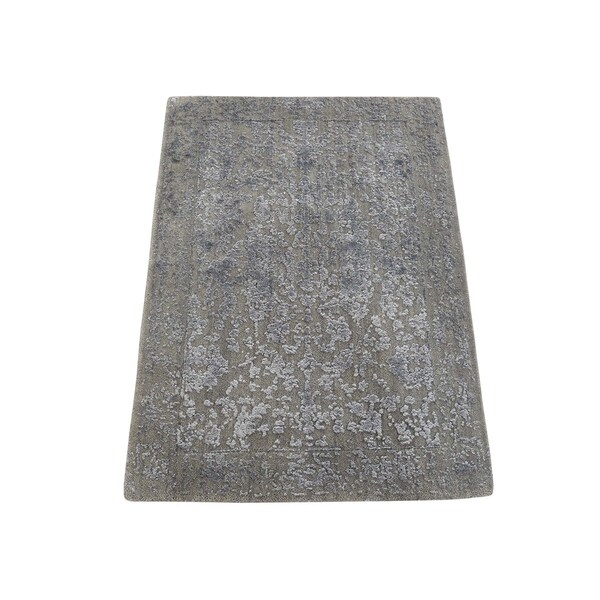 Shahbanu Rugs Hand-Loomed Wool and Silk Abstract Design Tone on Tone Oriental Rug (2'0" x 3'0") - 2'0" x 3'0"