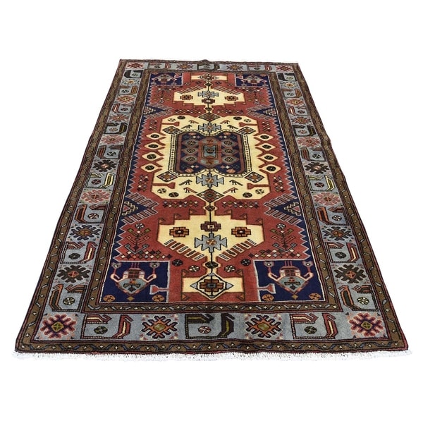 Shahbanu Rugs Hand-Knotted Pure Wool New Persian Mosel Oriental Rug (4'4" x 6'4") - 4'4" x 6'4"
