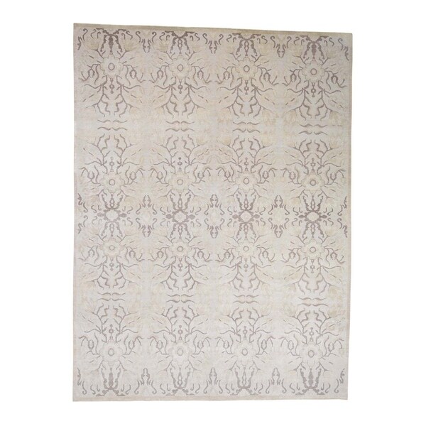 Shahbanu Rugs Hand Knotted Pure Wool Nepali Tone on Tone Tibetan Oriental Rug (9'0" x 12'0") - 9'0" x 12'0"