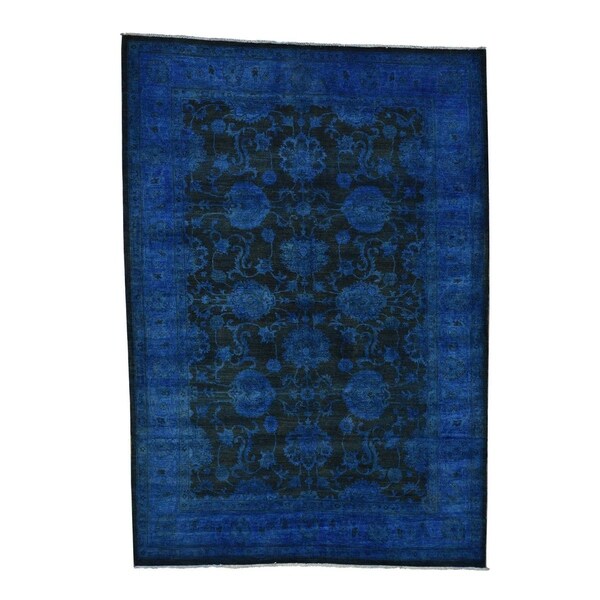 Shahbanu Rugs Overdyed Peshawar Mahal Pure Wool Hand-Knotted Oriental Rug (6'0" x 9'0") - 6'0" x 9'0"