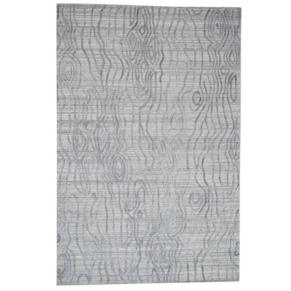 Shahbanu Rugs THE TREE BARK Hand-Loomed Hi-Lo Pile Pure Wool Oriental Rug (6'2" x 9'4") - 6'2" x 9'4"