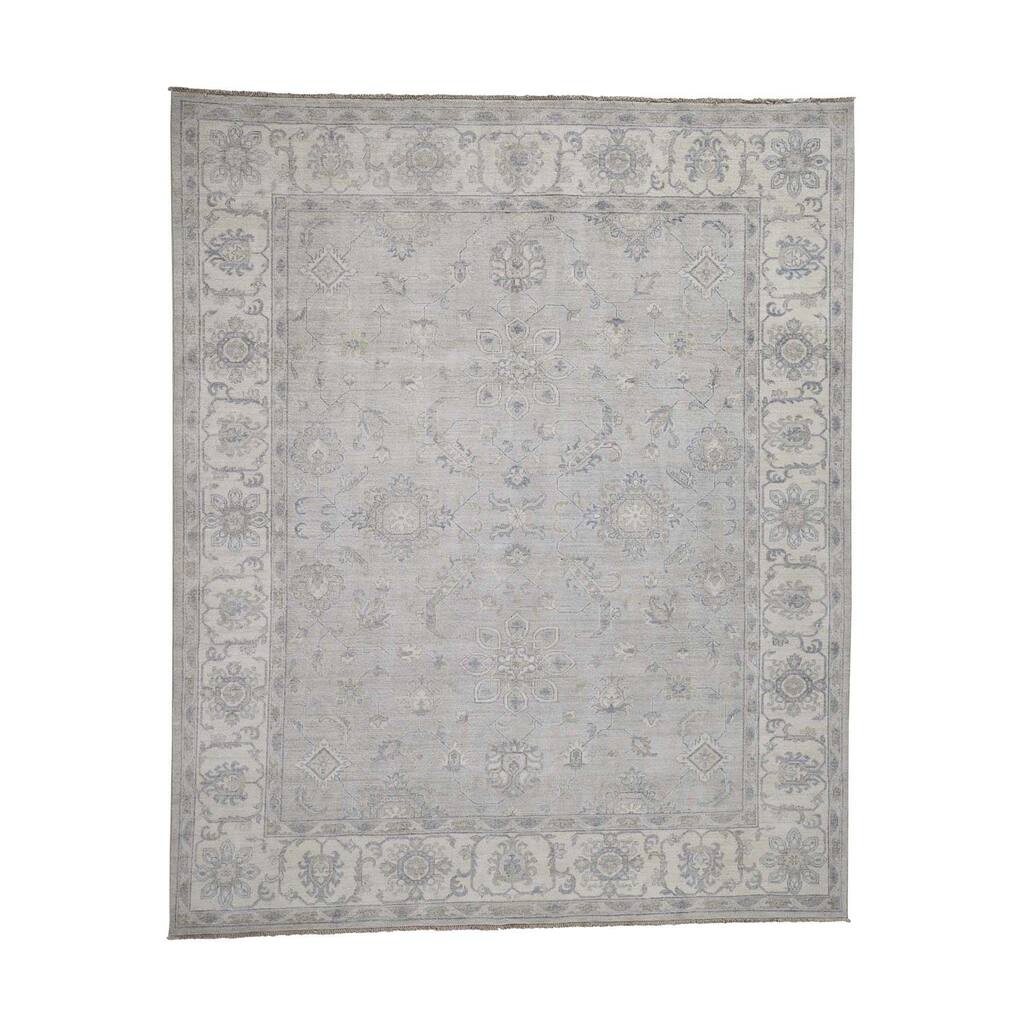 Shahbanu Rugs Washed Out Peshawar Pure Wool Oriental Rug (8'0" x 9'8") - 8'0" x 9'8"