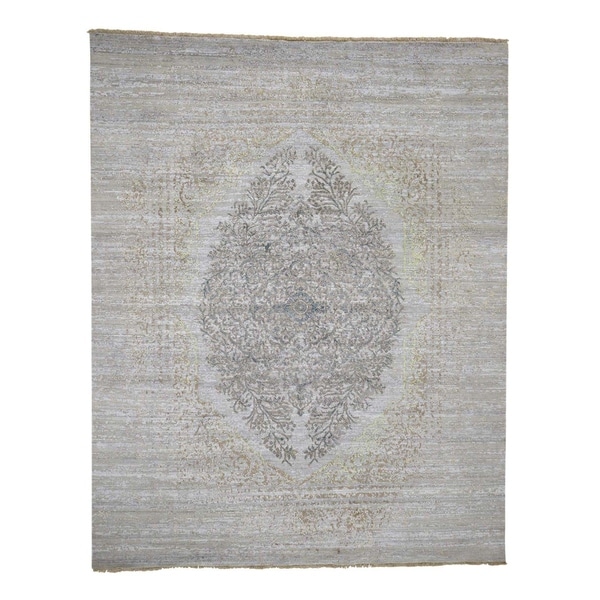 Shahbanu Rugs Transitional and yet Persian Design Wool and Silk Hand Knotted Rug (8'0" x 10'0") - 8'0" x 10'0"