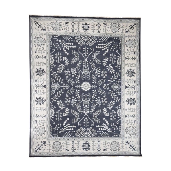 Shahbanu Rugs Hand-Knotted Turkish Knot Oushak Pure Wool Oriental Rug (8'0" x 9'10") - 8'0" x 9'10"