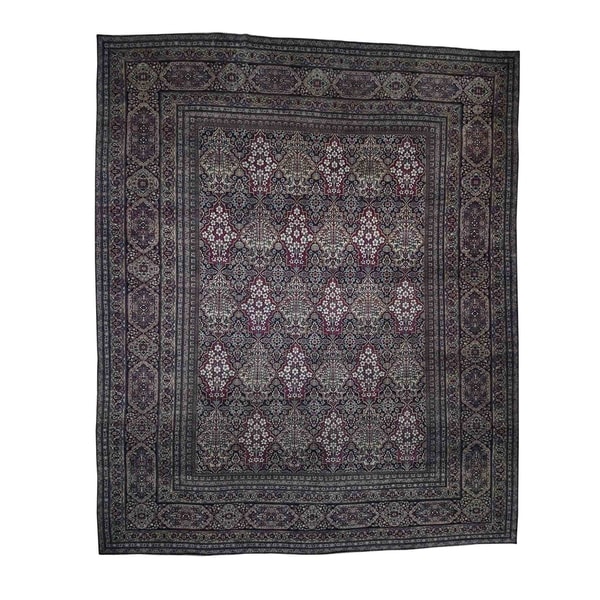 Shahbanu Rugs Antique Persian Kerman Shah Good Condition Even Wear Hand-Knotted Rug (14'0" x 16'9") - 14'0" x 16'9"