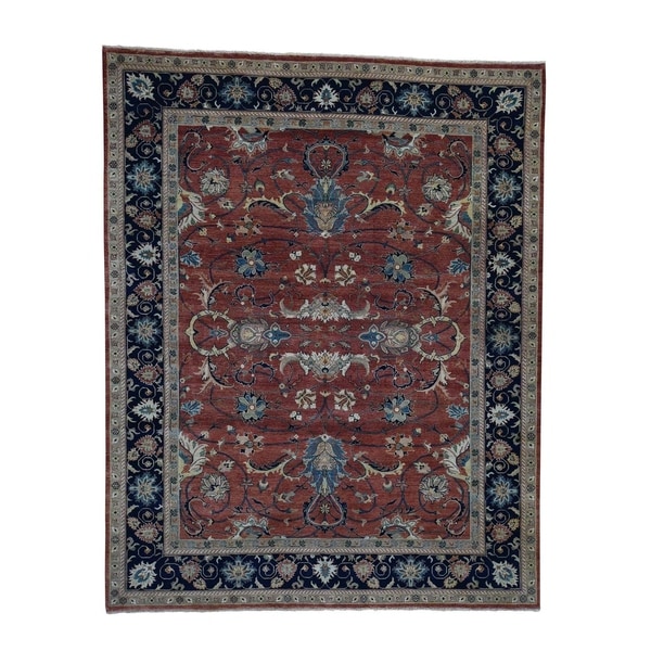 Shahbanu Rugs Antiqued Heriz Re-Creation All Over Design Hand-Knotted Rug (8'0" x 10'0") - 8'0" x 10'0"