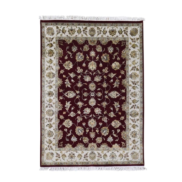 Shahbanu Rugs Wool And Silk Rajasthan Hand-Knotted Oriental Rug (5'1" x 7'1") - 5'1" x 7'1"