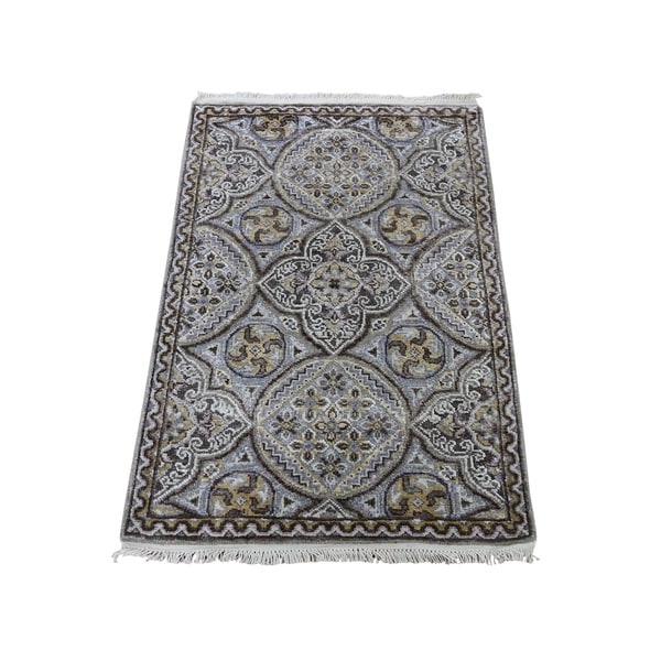 Shahbanu Rugs Oxidized Wool and Silk Mughal Inspired Medallions Oriental Rug (2'1" x 3'2") - 2'1" x 3'2"