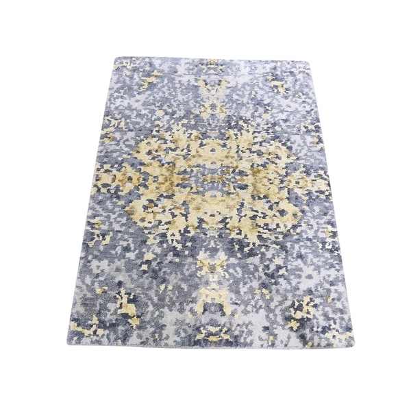 Shahbanu Rugs Abstract Design Wool And Silk Hand-Knotted Modern Rug (2'0" x 3'0") - 2'0" x 3'0"