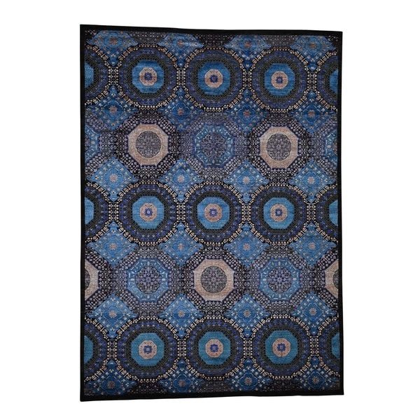 Shahbanu Rugs Mamluk Design Art Silk With Oxidized Wool Hand-Knotted Oriental Rug (8'3" x 11'5") - 8'3" x 11'5"