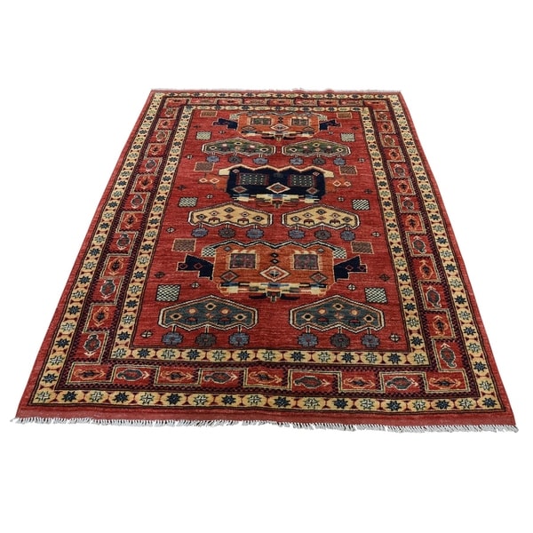 Shahbanu Rugs Afghan Ersari Pure Wool Hand-Knotted Oriental Rug (4'5" x 6'0") - 4'5" x 6'0"