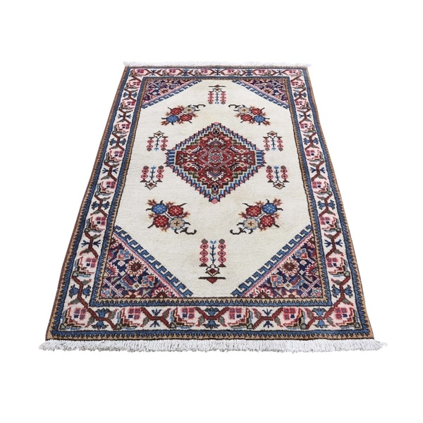 Shahbanu Rugs Vintage Persian Tabriz Pure Wool Exc Condition Hand-Knotted Rug (2'7" x 4'4") - 2'7" x 4'4"