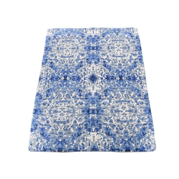 Shahbanu Rugs Abstract Design Wool and Silk Hand-Knotted Oriental Rug (2'0" x 3'0") - 2'0" x 3'0"