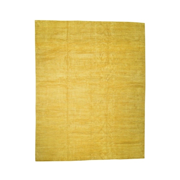 Shahbanu Rugs Gabbeh Design Oversize Yellow Pure Wool Hand Knotted Oriental Rug (11'9" x 14'10") - 11'9" x 14'10"