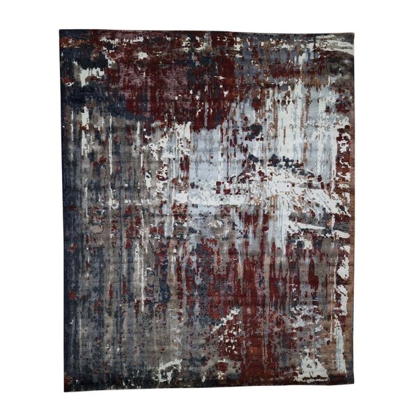 Shahbanu Rugs Hand-Knotted Wool And Silk Abstract Design Oriental Rug (8'0" x 10'0") - 8'0" x 10'0"