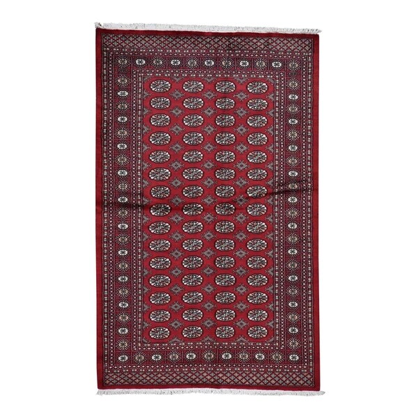 Shahbanu Rugs Hand-Knotted Mori Bokara Elephant Feet Design Pure Wool Oriental Rug (5'1" x 8'1") - 5'1" x 8'1"