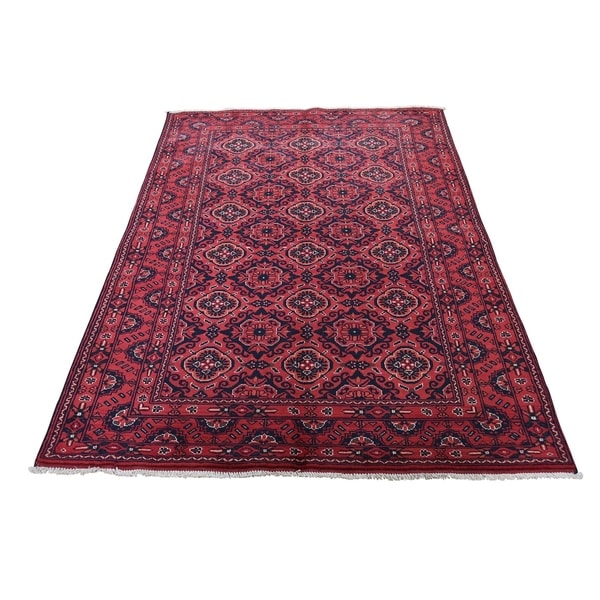 Shahbanu Rugs Afghan Khamyab Vegetable Dyes Pure Wool Hand-Knotted Oriental Rug (4'0" x 6'0") - 4'0" x 6'0"