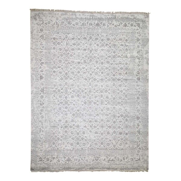 Shahbanu Rugs Broken Tabriz Mahi Design Wool And Silk Blend Hand-Knotted Rug (9'0" x 12'2") - 9'0" x 12'2"