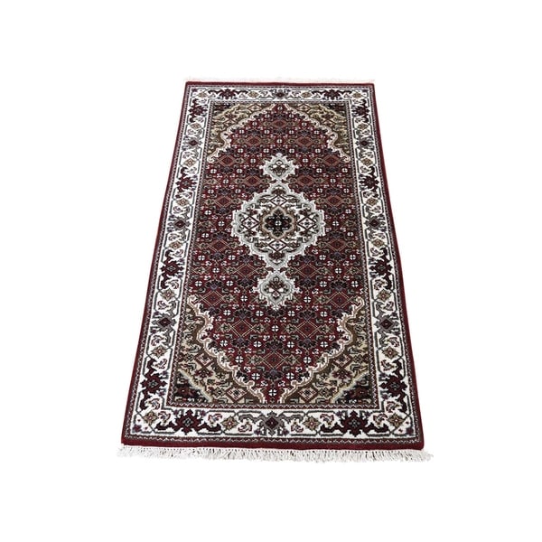Shahbanu Rugs Wool And Silk Hand-Knotted Tabriz Mahi Oriental Rug (2'1" x 4'1") - 2'1" x 4'1"