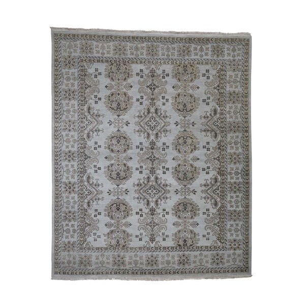 Shahbanu Rugs Turkish Knot Oushak Design Hand-Knotted Pure Wool Oriental Rug (8'2" x 9'10") - 8'2" x 9'10"